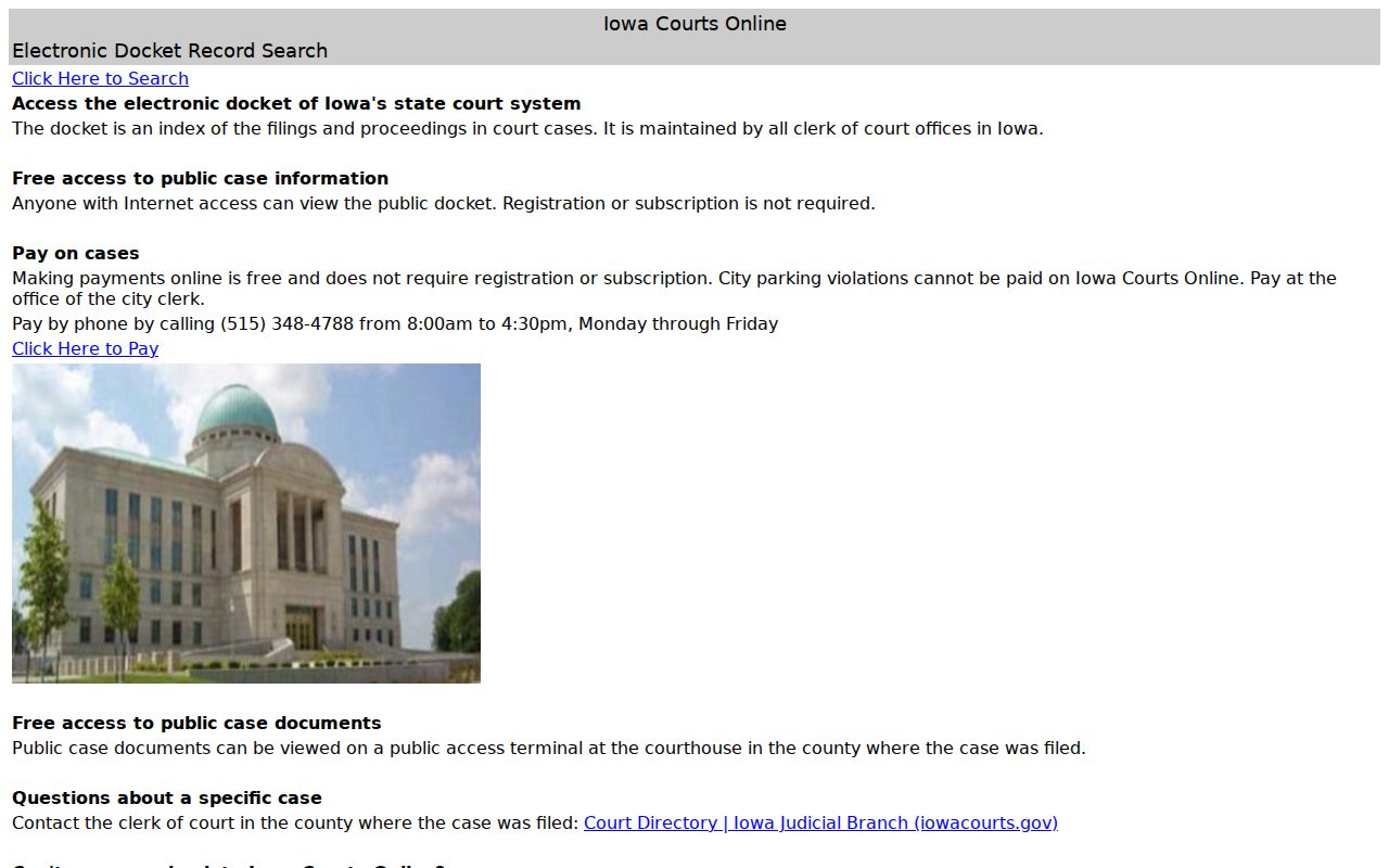 Boone County warrant check through the public Iowa court index